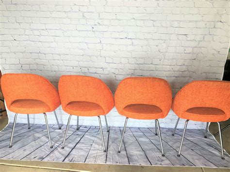 Mid Century Modern Orange Upholstered Dining Chairs Chrome Legs | Einrichten und wohnen, Wohnen