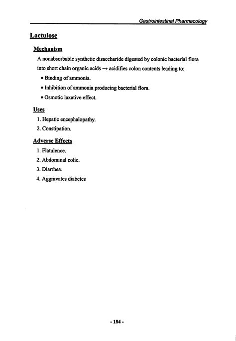 Lactulose - Pharmacology Gastrointestinal Lactulose Mechanism A ...