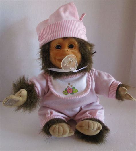 Vtg Hosung Baby Monkey 1994 Pink Toy Sleeper Pajamas Pacifier Sticky Hands 10" #Hosung | Baby ...