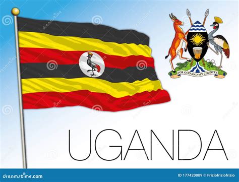 Uganda Official National Flag and Coat of Arms, Africa Stock Vector - Illustration of flag ...