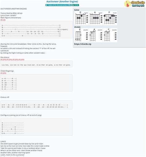 Chord: Auctioneer (Another Engine) - R.E.M. - tab, song lyric, sheet ...