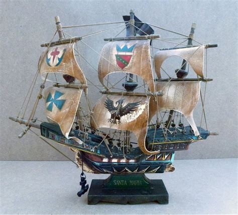 Vintage Santa Maria Wooden Ship Model by NVMercantile on Etsy