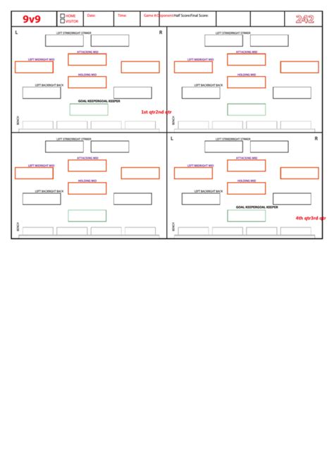 9 V 9 Soccer Formations Printable