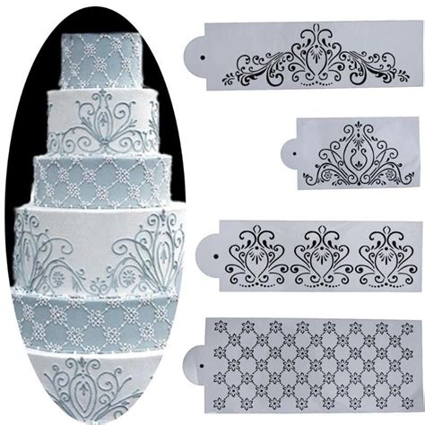 Lace Cake Stencil 4PCS/Set in 2021 | Cake stencil, Patterned cake, Cake ...