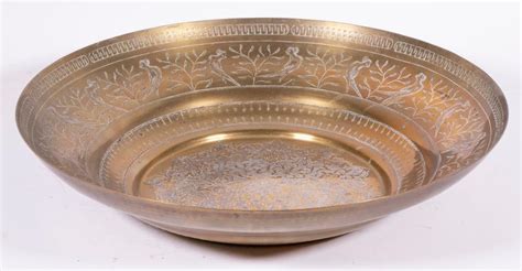 Lot - LARGE ENGLISH 19TH C. ENGRAVED BRASS BOWL