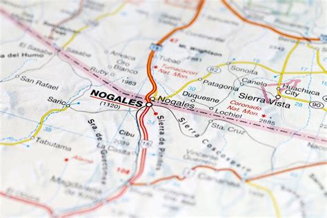 Nogales City Road Map Area. Closeup Macro View Editorial Stock Photo ...