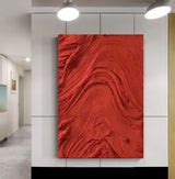 Red 3D Abstract Art Heavy Textured Acrylic Painting 3D Plaster Wall Art 3D Minimalist Canvas Art