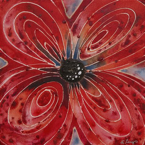 Red Flower 2 - Vibrant Red Floral Art Painting by Sharon Cummings - Fine Art America