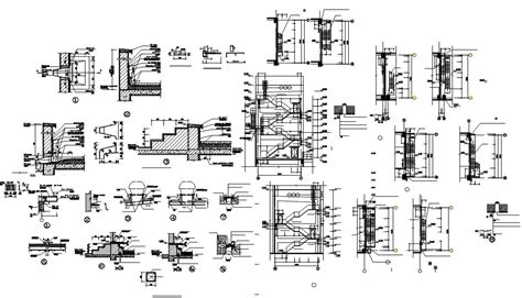 CAD Drawing Of Concrete Staircase Construction Design CAD File Format ...