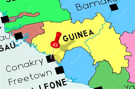 Premium Photo | Guinea conakry capital city pinned on political map