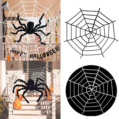 Halloween 5 Ft Giant Round Spider Web Outdoor Halloween Decorations ...