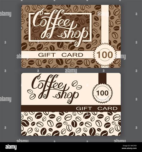 Coffee shop gift cards templates. Vector illustration of coffee shop ...