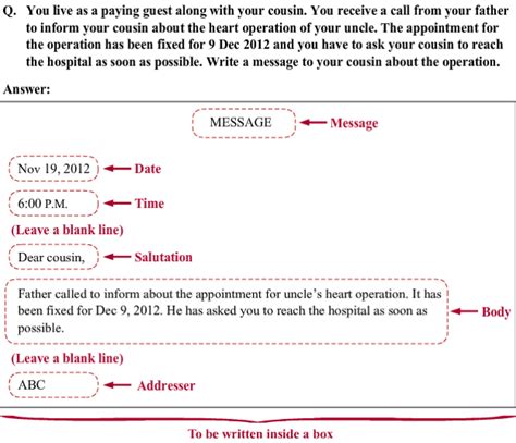 pls give the correct cbse format of message writing - English - Message ...
