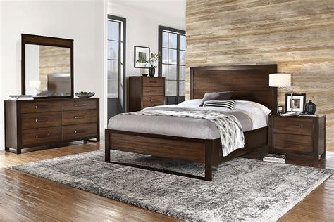 Abbott 5 Pc Hazelnut Dark Wood King Bedroom Set With Dresser, Mirror, 3 ...