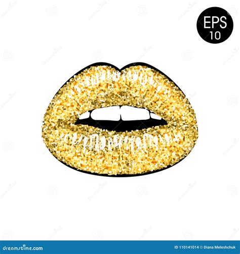 Golden Lips Vector Illustration Stock Vector - Illustration of glow, illustration: 110141014