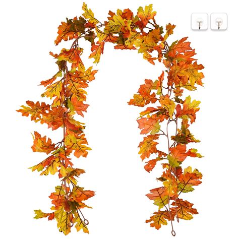 Coolmade 2 Pack Fall Maple Leaf Garland - 5.9ft/Piece Artificial Fall ...