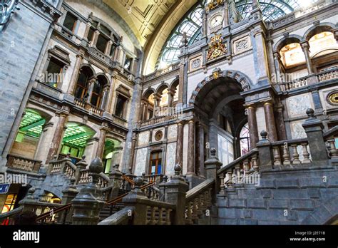 ANTWERP, BELGIUM - JULY 5, 2016 : Interior view of Antwerp Central ...