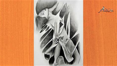 How to draw pencil drawing sad and alone girl /deep meaning double exposure painting step by ...