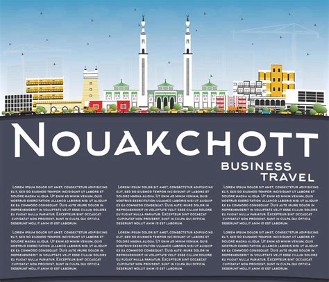 Nouakchott Mauritania City Skyline with Color Buildings, Blue Sky and ...