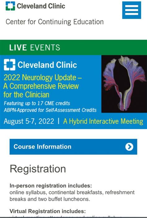 Online and Live CME: Cleveland Clinic Neurology Review Aug 5-7 live or ...