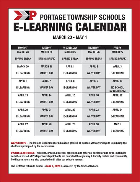 Portage Township Schools Calendar 24-25 - Bili Philipa