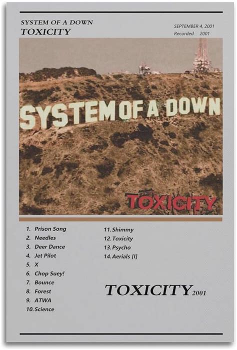 Amazon.com: S.O.A.D Poster Syetem Of A Down Toxicity The Album Cover Poster Album Art Decor ...