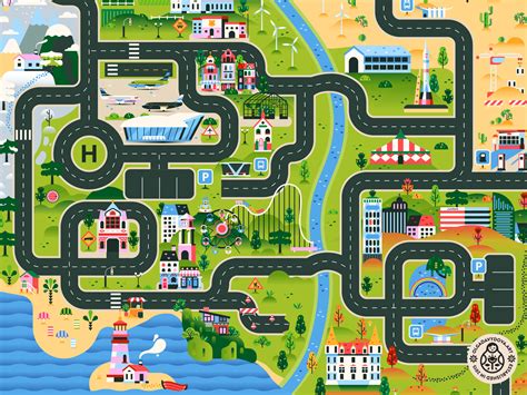 City Road Map Play mat illustration (Full) by Olga Davydova on Dribbble