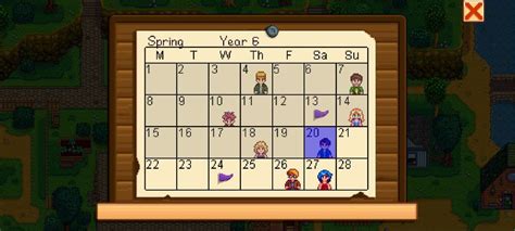 Stardew Valley Villager Birthdays List - Hold to Reset