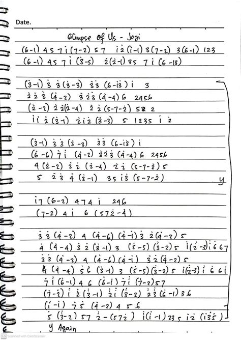 Glimpse of Us Song - JOJI (Intermediate) Kalimba Tabs Letter & Number ...