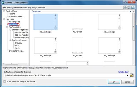 arcgis desktop - Change default "My template" directory for Arcmap layout view? - Geographic ...