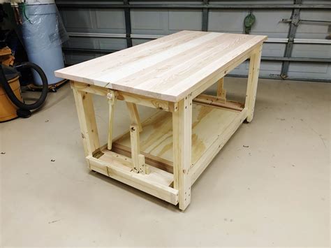 Workbench. I built this using mostly 2x4's 2x6's and maple for the ...