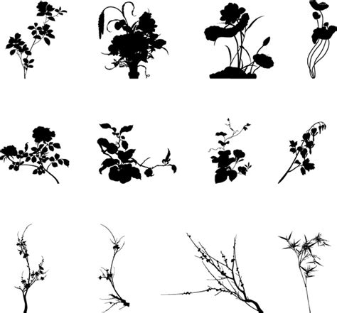 Commonly plants silhouettes vector graphics Vectors graphic art designs in editable .ai .eps ...