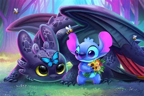 Spring Toothless and Stitch by TsaoShin on DeviantArt