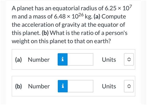 Solved A planet has an equatorial radius of 6.25×107 m and a | Chegg.com