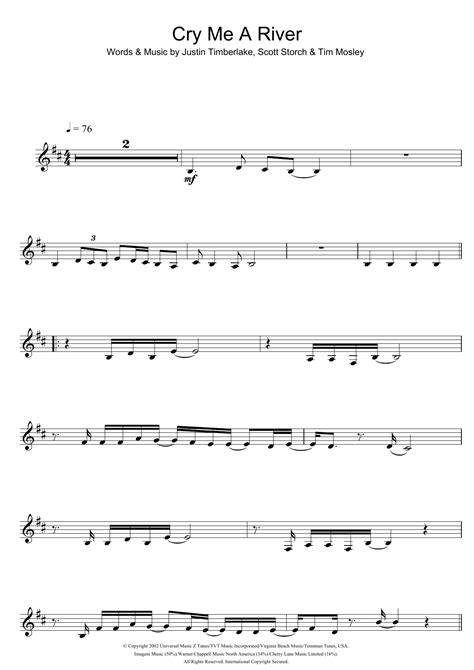 Cry Me A River by Justin Timberlake Sheet Music for Clarinet Solo at ...