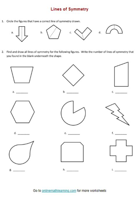 Line Of Symmetry Worksheet