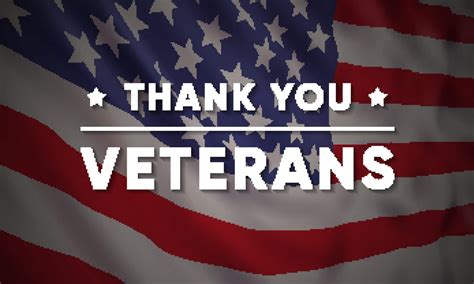 Vector banner design template for Veterans Day with realistic american flag and text: Thank you ...