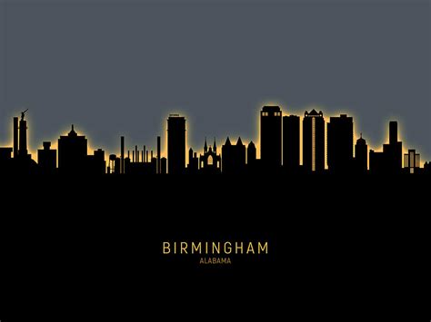 Birmingham Alabama Skyline Digital Art by Michael Tompsett | Pixels