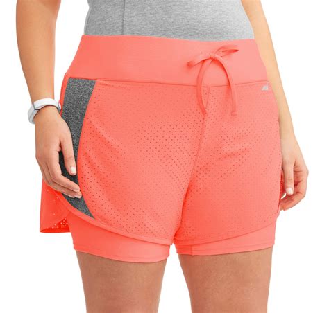 Women's Plus Size Active Perforated Running Short with Built in Compression Shorts - Walmart.com