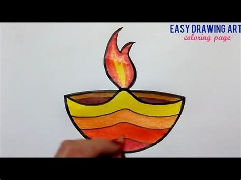 how to draw easy diwali diya drawing for kids - YouTube