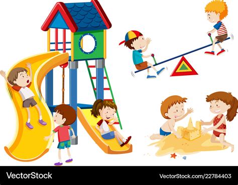 Kids playing at playground Royalty Free Vector Image