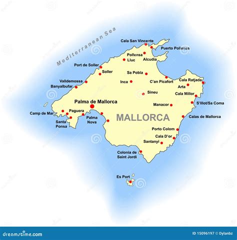 Mallorca map stock vector. Illustration of pollenca, palm - 15096197