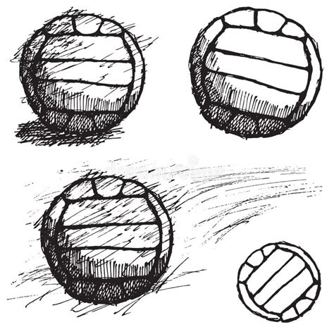 Volleyball Ball Sketch Set Isolated On White Background Stock Vector ...