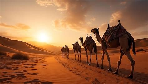 Premium Photo | Camel caravan in sahara desert