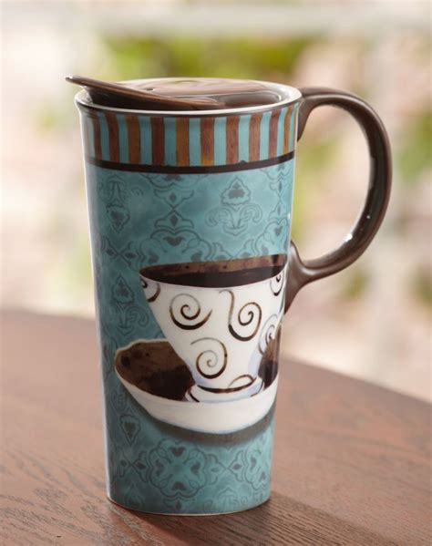 CYPRESS HOME Tall Car Mug 17 oz.Ceramic Lid Cyan-blue Deja Brew #CYPRESSHOME | Mugs, Ceramic mug ...