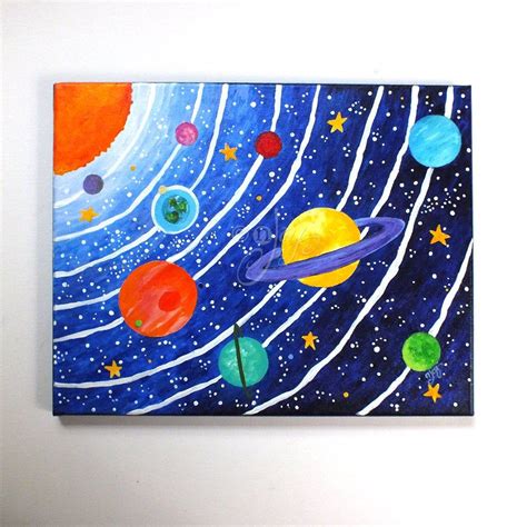 Solar System Painting, Space Themed Decor, Kids Room, Nursery, Game ...