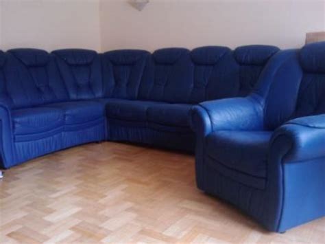 Sofa Rundecke Blau mit Sessel und Schlaffunktion!!! - 206581