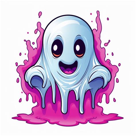 Premium Photo | Cartoon ghost with pink paint on its face and eyes ...