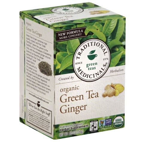 Traditional Medicinals Organic Ginger Green Tea, 0.85 oz, (Pack of 6 ...