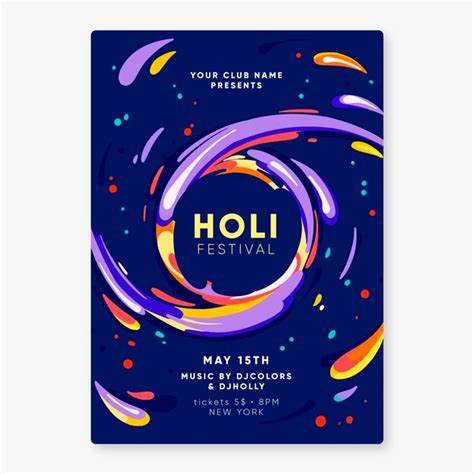 Free Vector | Hand-drawn holi festival flyer in 2024 | Festival flyer, Poster design inspiration ...